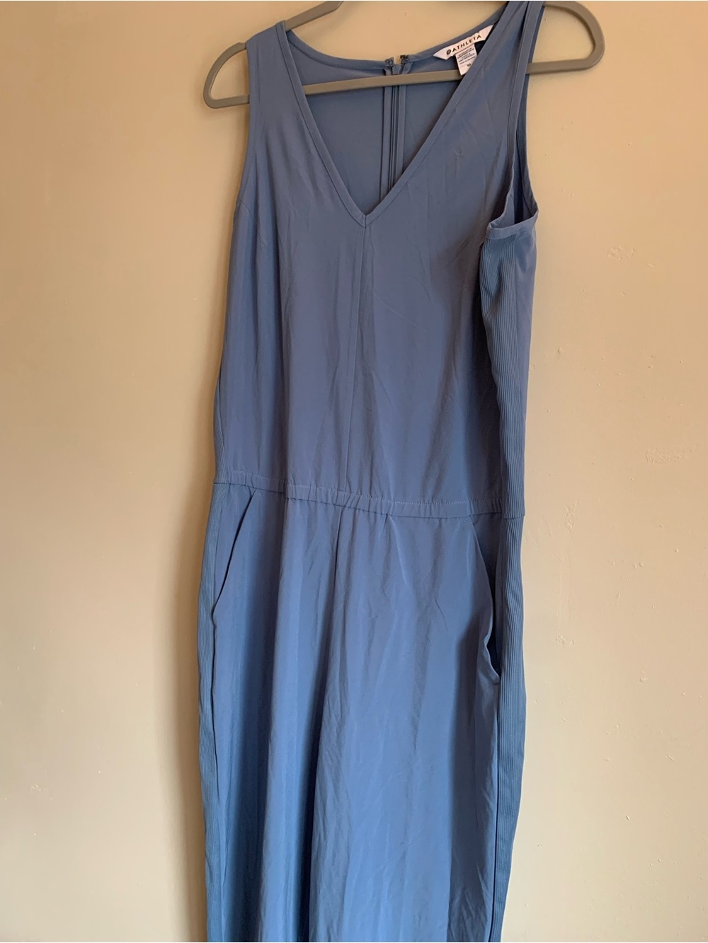 Athleta Sleeveless V-Neck Jumpsuit in Slate Blue Athletic Women Size 10